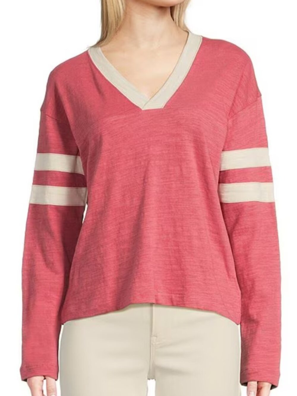 FAHERTY Sunwashed Crew Neck Long Sleeve Stripe Top M Medium